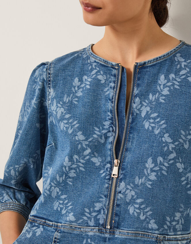 Hailsey Floral Denim Midi Dress, Blue (DENIM BLUE), large