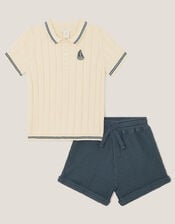 Newborn Knit T-Shirt and Shorts Set, Cream (CREAM), large
