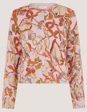 Isabella Floral Print Cardigan, Pink (PINK), large