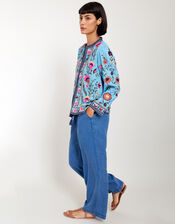 East Floral Embroidered Jacket, Blue (BLUE), large