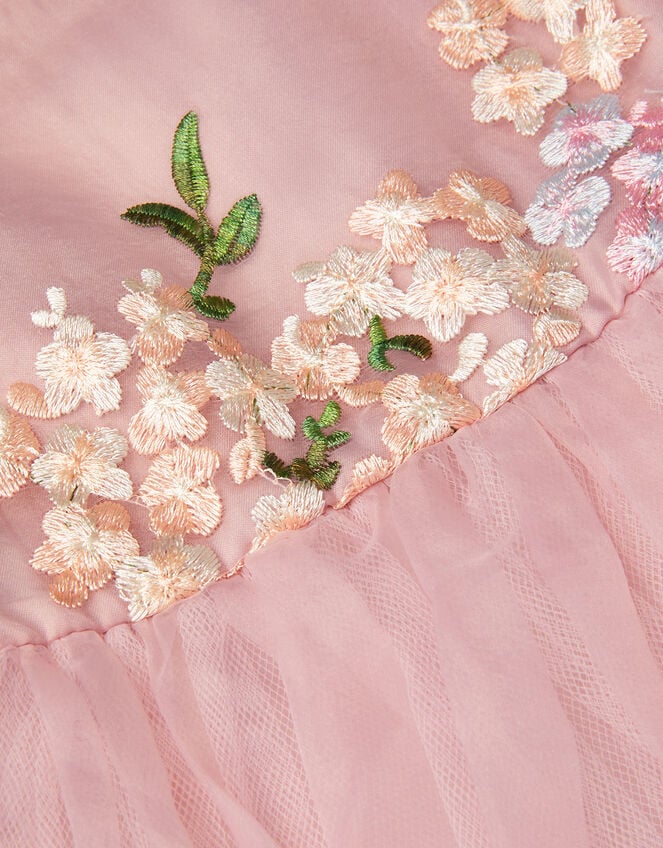 Baby Floral Embroidered Organza Party Dress, Pink (DUSKY PINK), large
