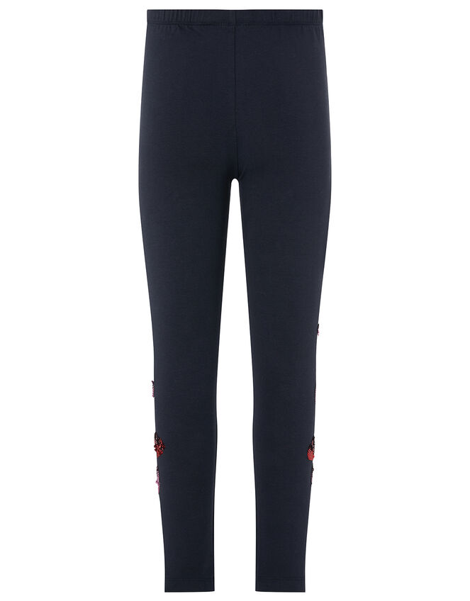 Heart Sequin Embellished Leggings, Blue (NAVY), large