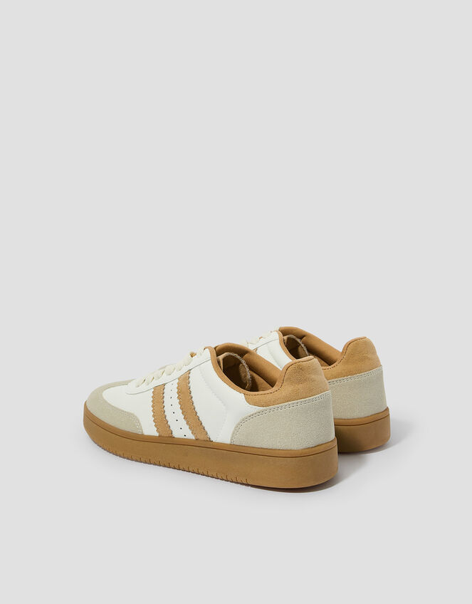 Tammi Faux Leather Sport Stripe Trainers, White (WHITE), large