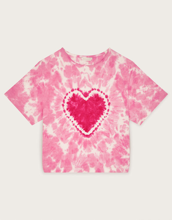 Heart Tie Dye T-Shirt, Pink (PINK), large