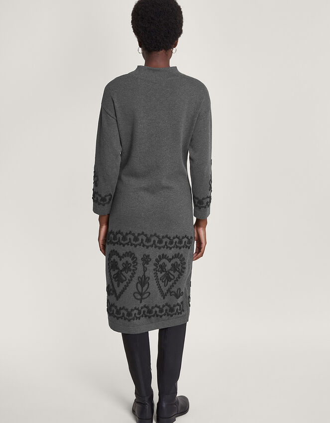 Cornelli Long Dress in Sustainable Cotton, Grey (GREY), large