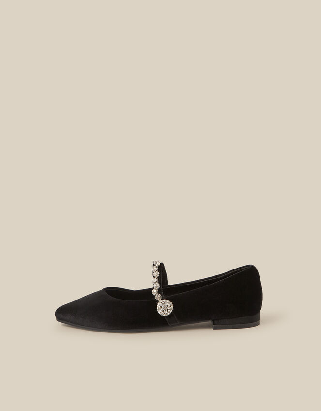 Georgia Embellished Velvet Ballet Flats, Black (BLACK), large