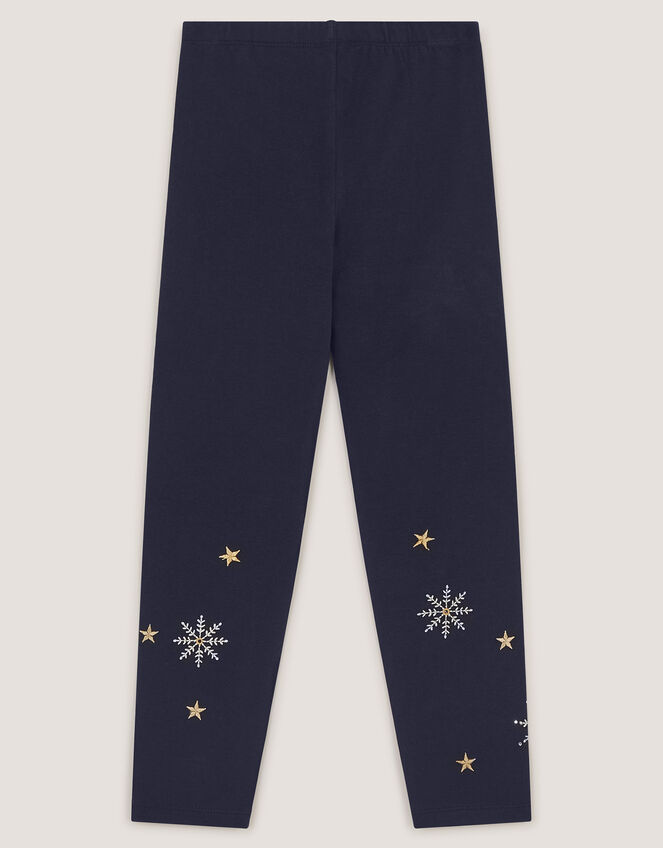 Embroidered Snowflake Leggings, Blue (NAVY), large