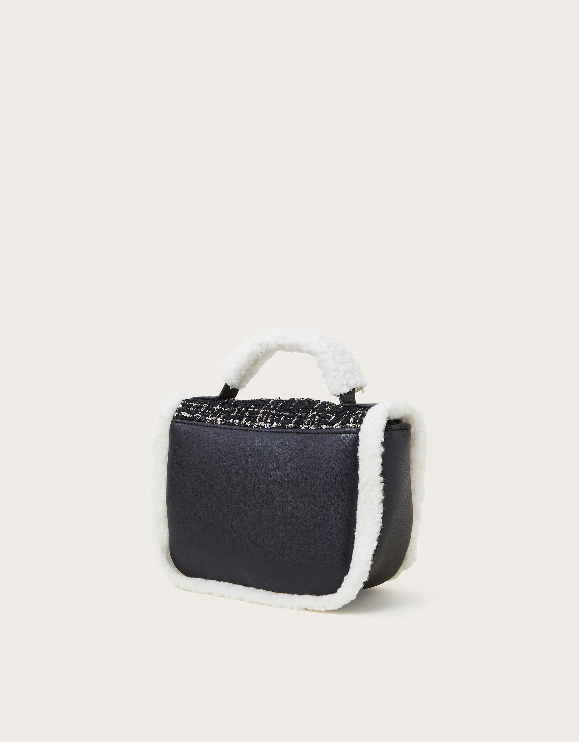 Check Tweed Satchel Cross Body Bag