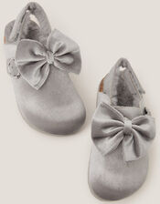 Bow Velour Clogs, Silver (SILVER), large