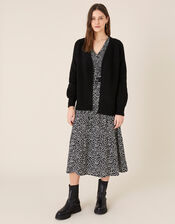 Cosy Knit Cardigan in Wool Blend, Black (BLACK), large