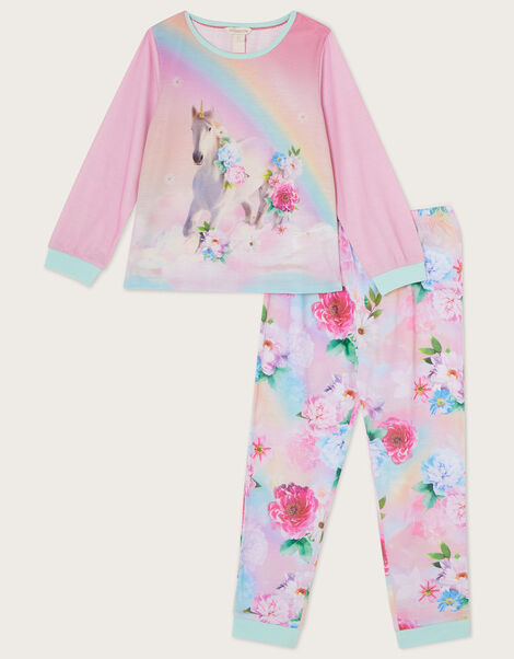 Rainbow Unicorn Pyjama Set with Recycled Polyester Pink, Pink (PINK), large
