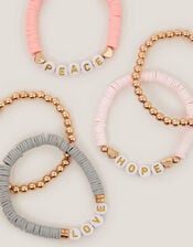 5-Pack Positivity Beaded Friendship Bracelets, , large