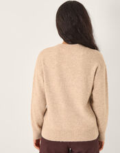 Edie Embroidered Christmas Jumper, Camel (CAMEL), large