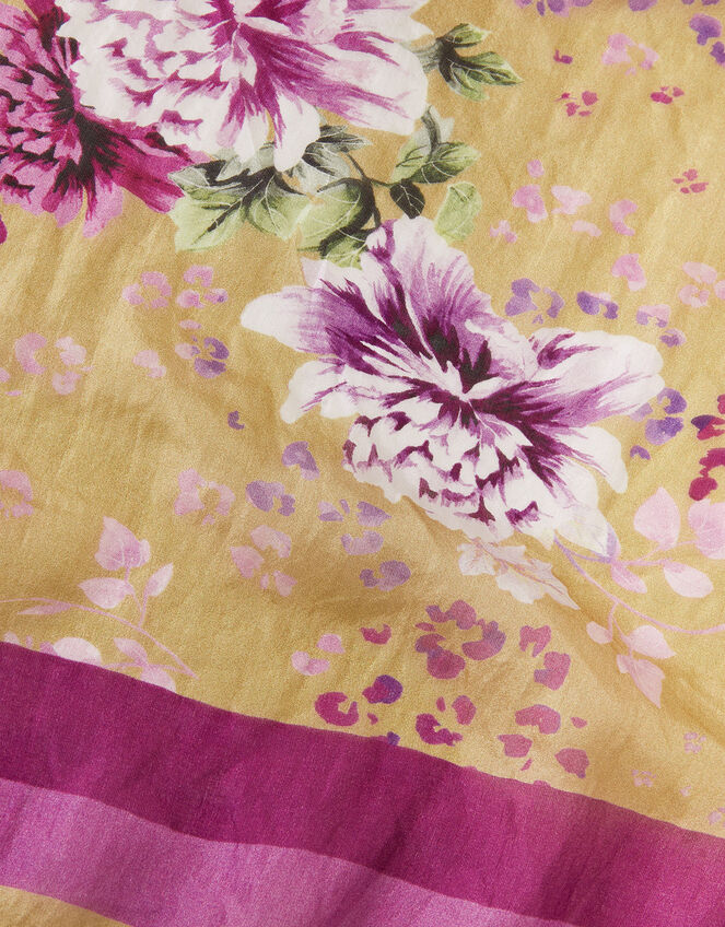 Victoria Floral Stripe Border Scarf, , large