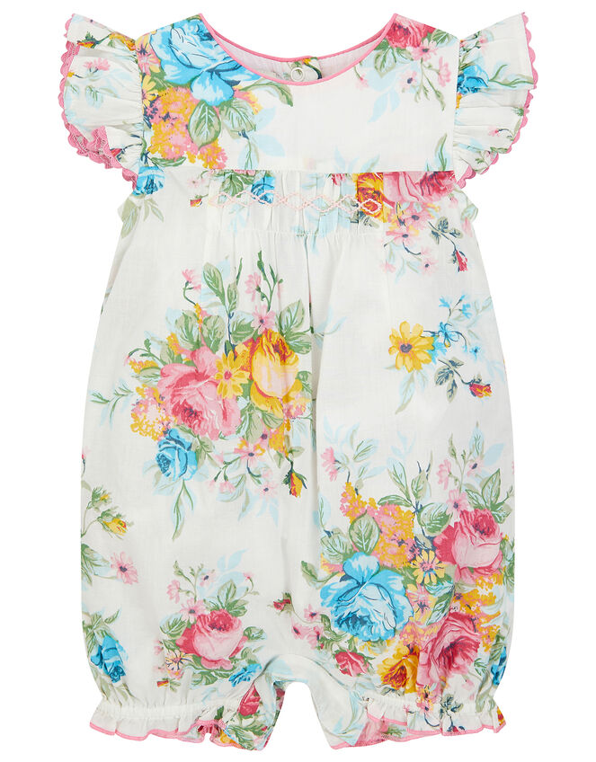 Newborn Floral Bloom Romper , Ivory (IVORY), large