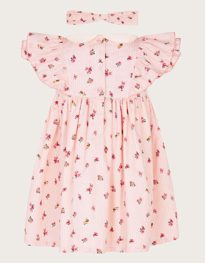 Baby Floral Stripe Dress and Headband Set, Ivory (IVORY), large