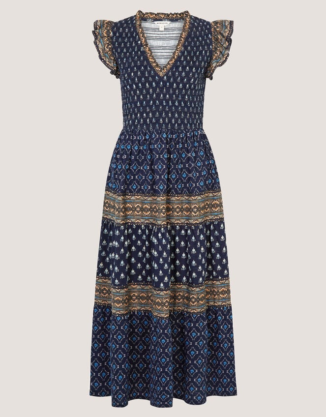 Amaya Print Jersey Midi Dress, Blue (NAVY), large