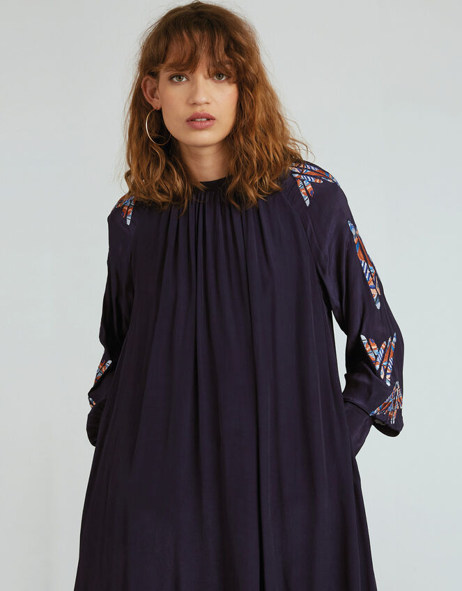 Tallulah and Hope Greta Embroidered Maxi Dress, Blue (NAVY), large