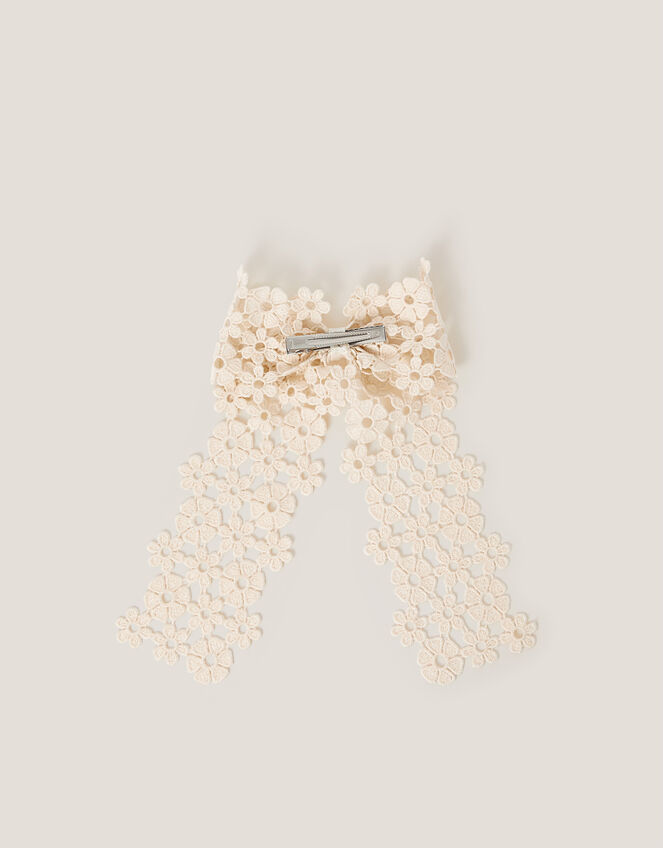 Daisy Lace Bow Hair Clip, , large
