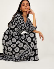 Ashoka Circle Print Midi Dress in LENZING™ ECOVERO™, Black (BLACK), large