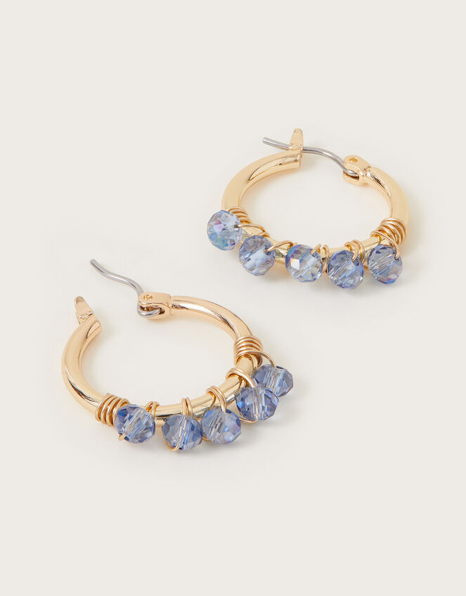 Gem Bead Hoop Earrings, , large