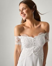 Maddie Off-Shoulder Wedding Dress, Ivory (IVORY), large