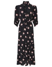 Mazi Floral Print Tiered Dress, Black (BLACK), large