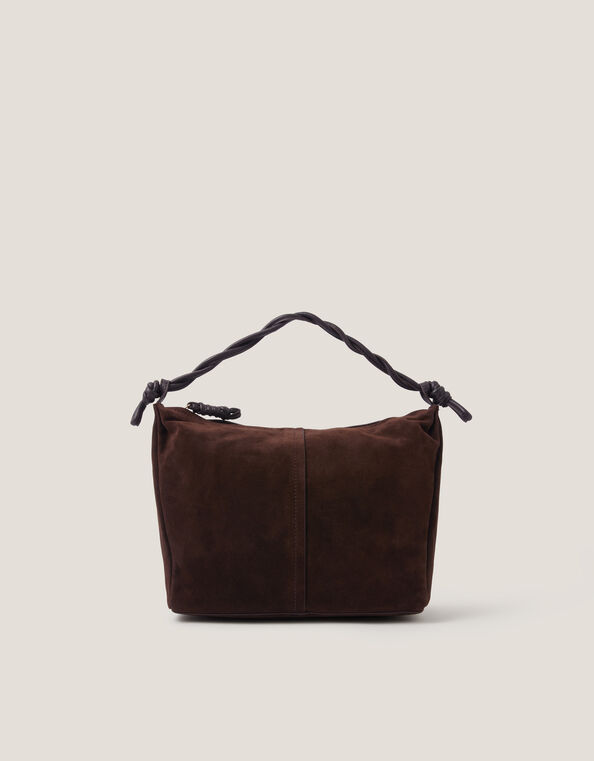 Beth Twist Handle Suede Bag, , large