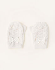 Grace Sparkle Heart Mittens, Ivory (IVORY), large