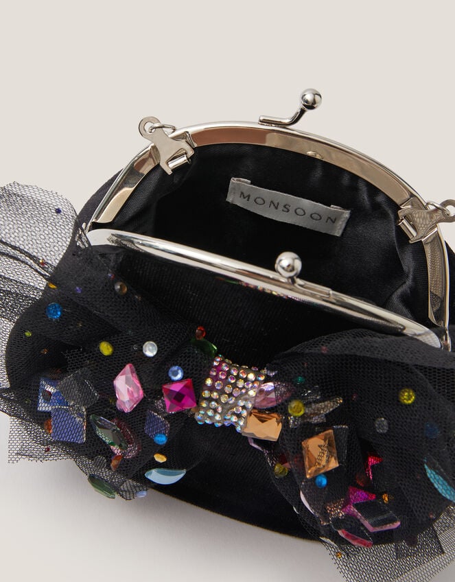 Bejewelled Bow Clip Frame Bag , , large