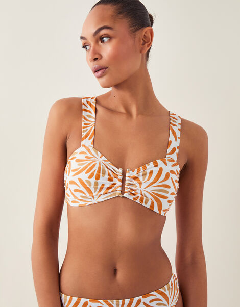 Cece Block Print Bikini Top, Orange (ORANGE), large