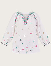 Embroidered Motif Tunic Top, Ivory (IVORY), large