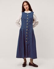 Layla Sleeveless Denim Midi Dress, Blue (INDIGO), large