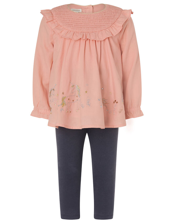 Baby Embroidered Unicorn Top and Leggings Set, Pink (PALE PINK), large