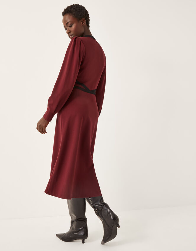Julia Jersey Midi Dress, Red (BURGUNDY), large