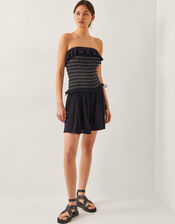 Heidi Metallic Shirred Shorts, Black (BLACK), large