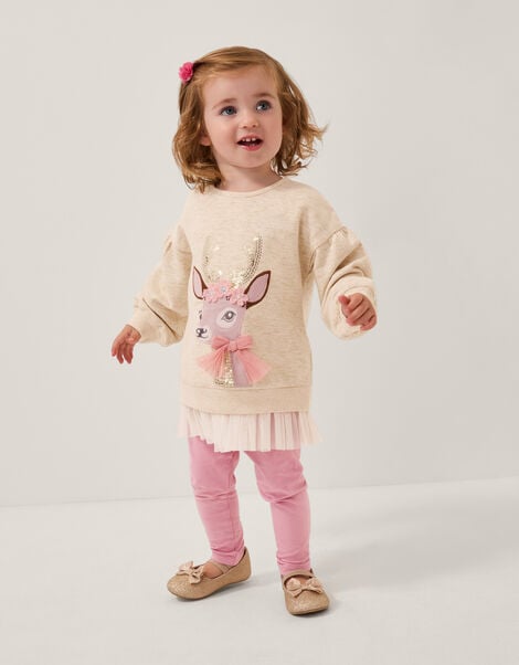 Baby Deer Sweatshirt & Leggings Set, Ivory (IVORY), large