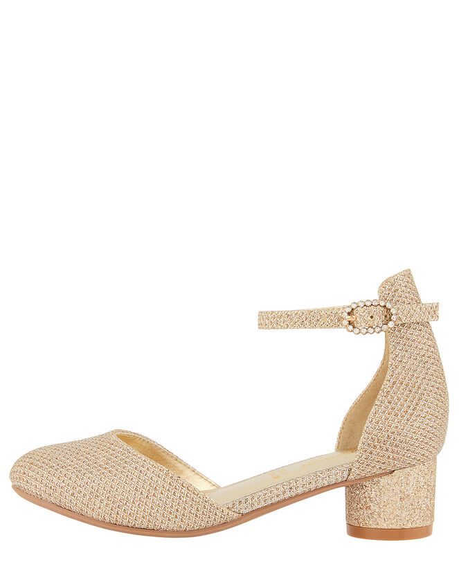 Shimmer Two-Part Heeled Shoes, Gold (GOLD), large