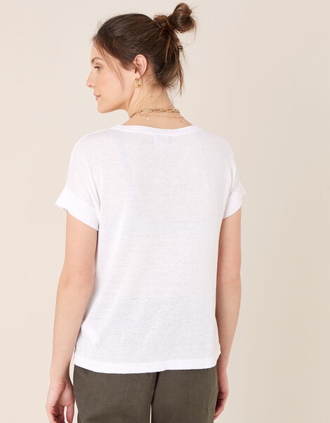 Knit T-Shirt in Linen Blend Ivory, Ivory (IVORY), large