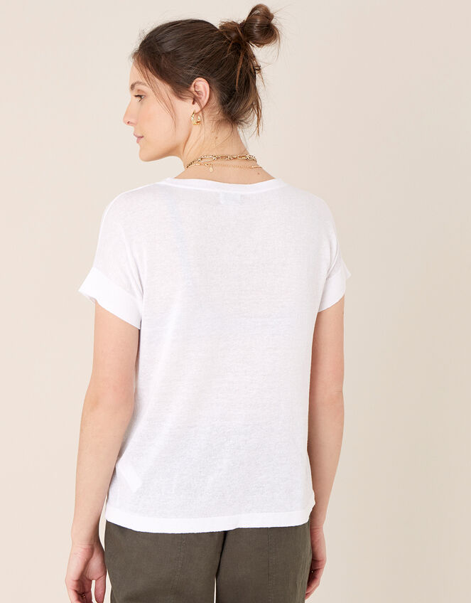 Knit T-Shirt in Linen Blend, Ivory (IVORY), large