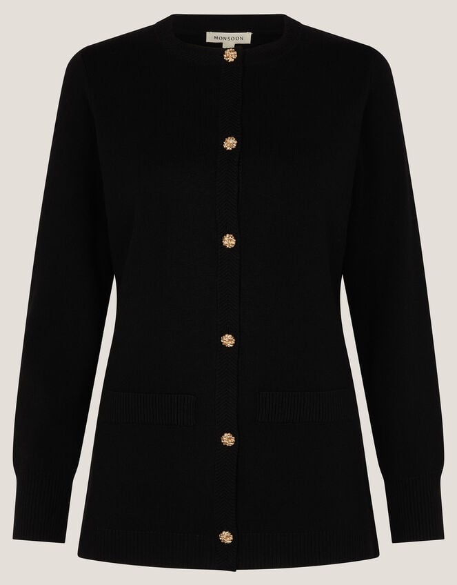 Coleen Plain Cardigan, Black (BLACK), large