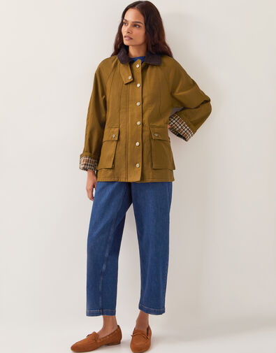 Rosie Corduroy Collar Barn Jacket, Gold (GOLD), large