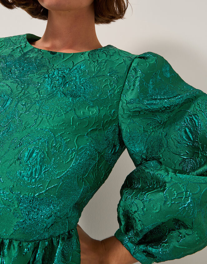 Jolene Floral Jacquard Mini Dress, Green (GREEN), large