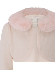 Baby Fluffy Collar Soft Knit Cardigan, Pink (PINK), large