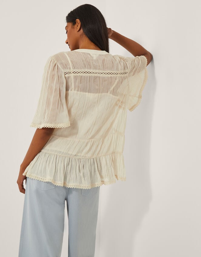 Edith Floaty Lace Top, Ivory (IVORY), large