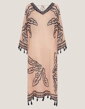 Pam Palm Print Beach Cover-Up Dress, , large