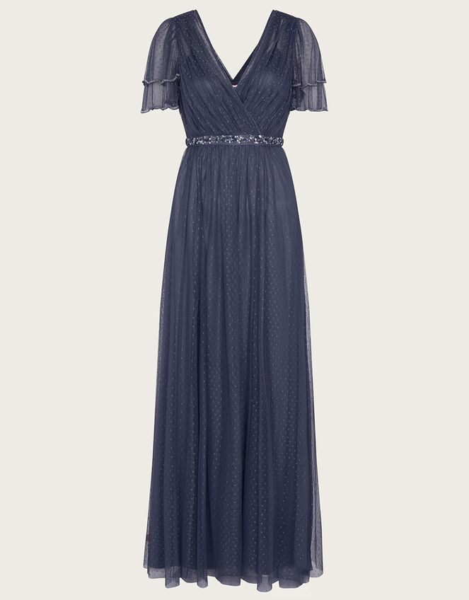 Isla Spot Mesh Maxi Dress, Blue (DARK BLUE), large