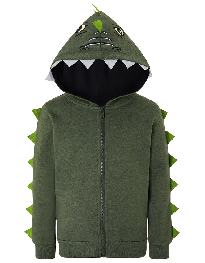 Ryder Zip-Up Dinosaur Hoody, Green (KHAKI), large