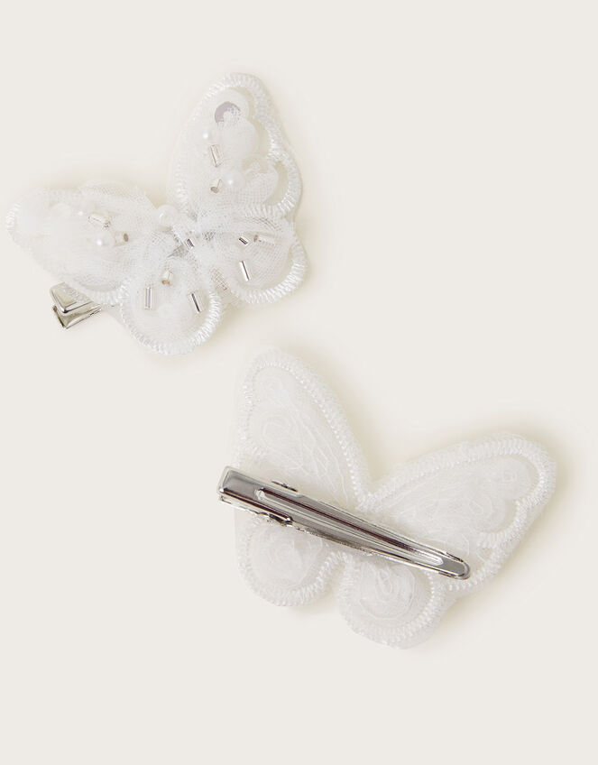 2-Pack Embellished Butterfly Bridesmaid Hair Clips, Ivory (IVORY), large