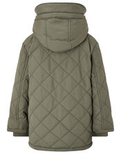 Quilted Coat with Hood, Green (KHAKI), large